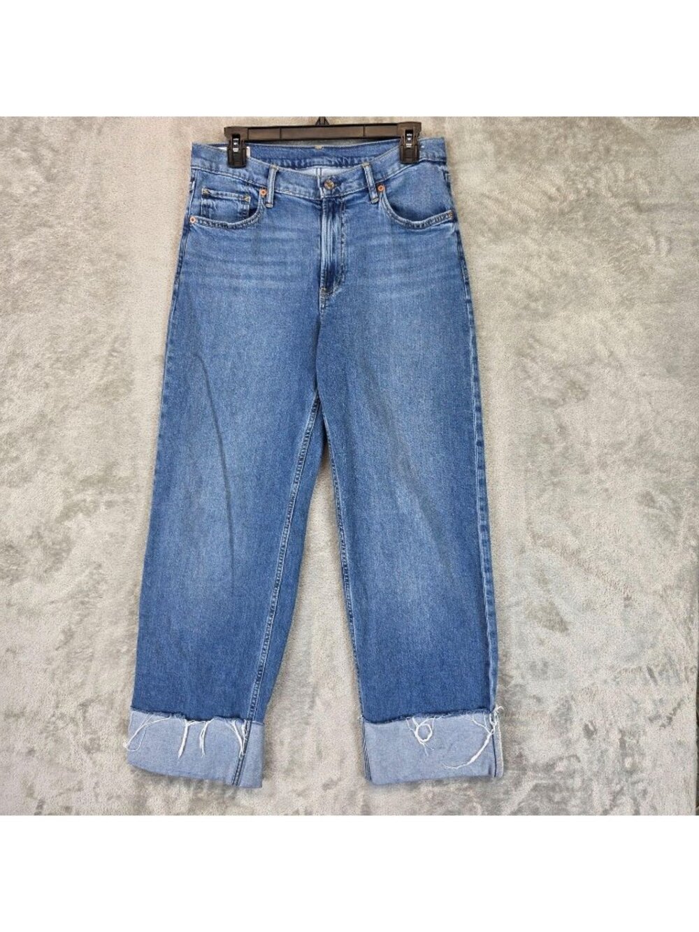 Gap 90s Loose Mid Rise Wide Leg Jeans Womens 6R Blue Med Wash Relaxed Denim